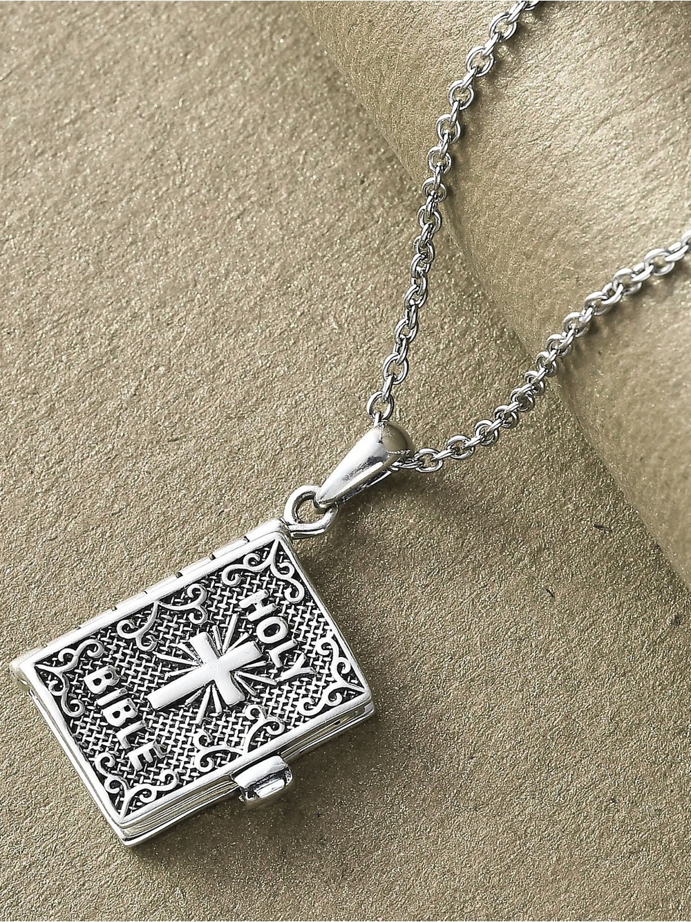 Sterling Silver Bible Locket Necklace